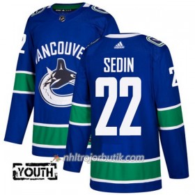 Barn Ishockey Vancouver Canucks Tröja Daniel Sedin 22 Adidas 2017-2018 Blå Authentic